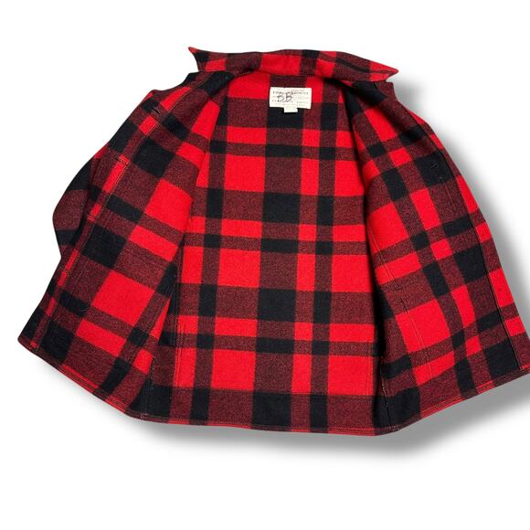 Vintage 60s Filson Mackinaw Cruiser Red Black Buffalo Check Plaid Wool Jacket S - Picture 2 of 10